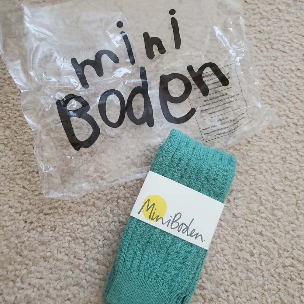 Mini Boden Green Cable Knit Leggings